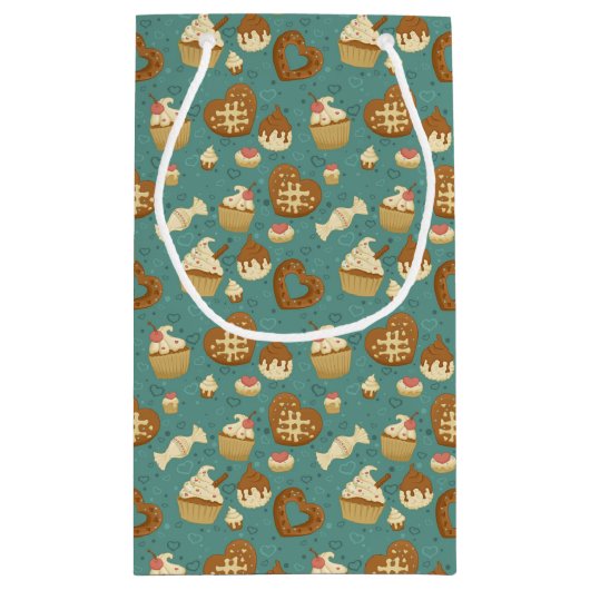 Pattern with cupcakes and candies kleine geschenktüte (Rückseite)