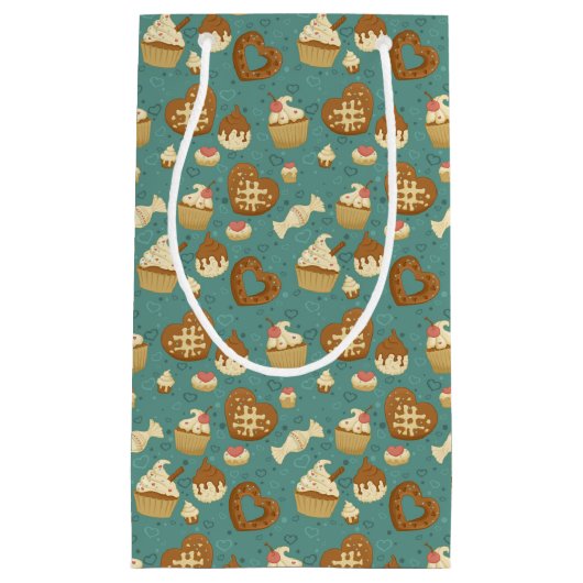 Pattern with cupcakes and candies kleine geschenktüte (Vorderseite)