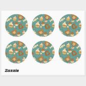 Pattern with cupcakes and candies runder aufkleber (Blatt)