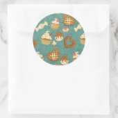Pattern with cupcakes and candies runder aufkleber (Tasche)