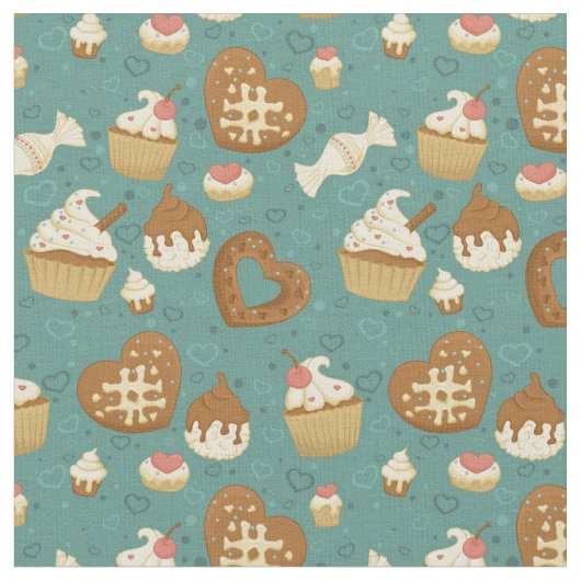 Pattern with cupcakes and candies stoff (Nahaufnahme)