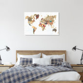 Pattern World Map Leinwanddruck (Insitu (Schlafzimmer))