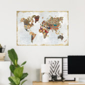 Pattern World Map Poster (Heimbüro)