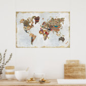Pattern World Map Poster (Küche)