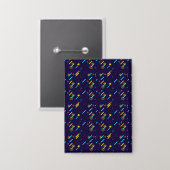 Patterned canvas and clock with a colorful  button (Vorderseite/Rückseite)