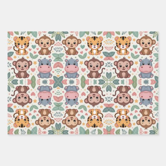Patterned design featuring cartoon animals geschenkpapier set (Vorderseite)