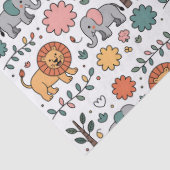 Patterned design with playful lions, elephants seidenpapier (Detail)