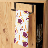 Patterned design with purple cats, yellow fish  geschirrtuch