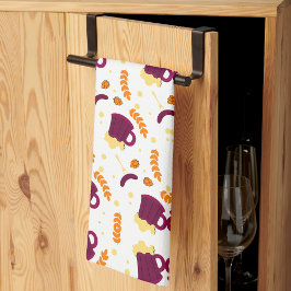 Patterned design with purple cats, yellow fish  geschirrtuch