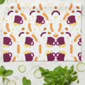 Patterned design with purple cats, yellow fish  geschirrtuch (Gefaltet)