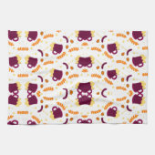 Patterned design with purple cats, yellow fish  geschirrtuch (Horizontal)