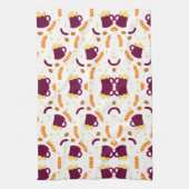 Patterned design with purple cats, yellow fish  geschirrtuch (Vertikal)
