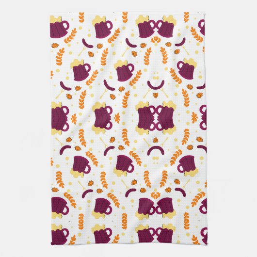 Patterned design with purple cats, yellow fish  geschirrtuch (Vertikal)
