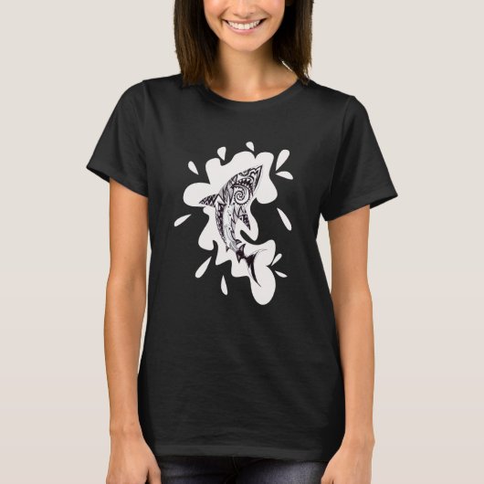 Patterned exotic shark artwork black and white Meh T-Shirt (Vorderseite)