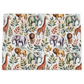 Patterned fabric featuring elephants, giraffes große geschenktüte (Vorderseite)