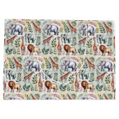 Patterned fabric featuring elephants, giraffes große geschenktüte (Rückseite)