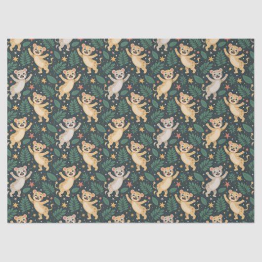 Patterned fabric featuring playful cartoon lion  seidenpapier (Vorderseite)