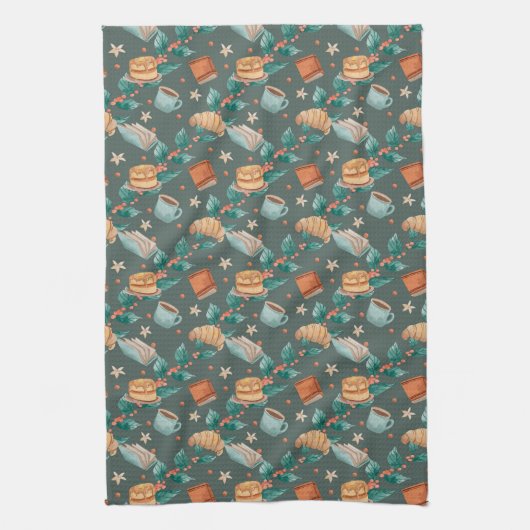 Patterned fabric with whimsical foxes Towel Geschirrtuch (Vertikal)