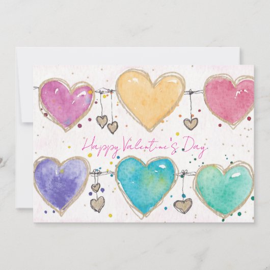 Patterned Hearts Valentine Notecard Invitation Einladung (Vorderseite)