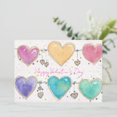 Patterned Hearts Valentine Notecard Invitation Einladung (Stehend Vorderseite)