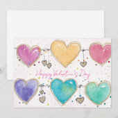 Patterned Hearts Valentine Notecard Invitation Einladung (Vorne/Hinten)