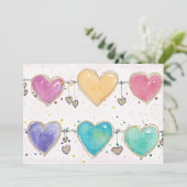 Patterned Hearts Valentine Notecard Invitation  Einladung (Stehend Vorderseite)