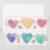 Patterned Hearts Valentine Notecard Invitation  Einladung (Vorne/Hinten)