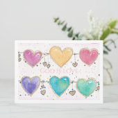 Patterned Hearts Valentine Notecard Invitation  Einladung (Stehend Vorderseite)