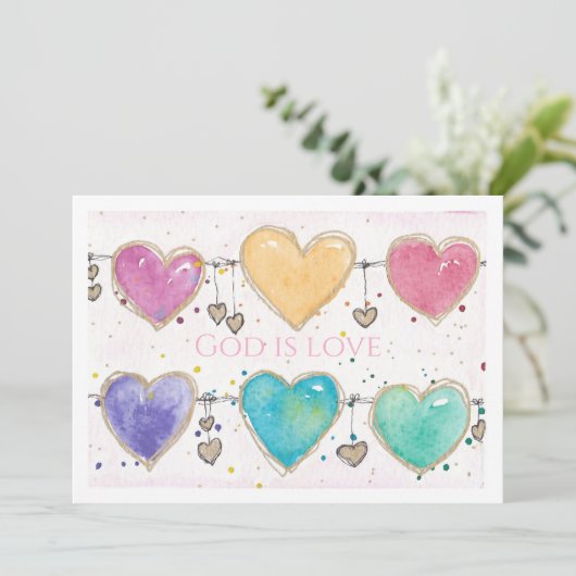 Patterned Hearts Valentine Notecard Invitation  Einladung (Stehend Vorderseite)