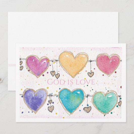 Patterned Hearts Valentine Notecard Invitation  Einladung (Vorne/Hinten)