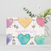 Patterned Hearts Valentine Notecard Invitation Einladung (Stehend Vorderseite)