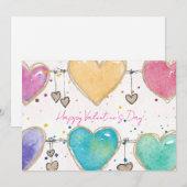 Patterned Hearts Valentine Notecard Invitation Einladung (Vorne/Hinten)