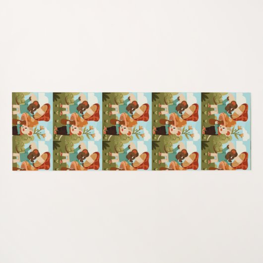 Patterned image of cartoon characters in a forest  yogamatte (Rückseite (Horizontal))