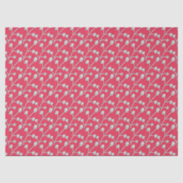 Patterned Silver-Grey Foliage on Bright Pink Red Seidenpapier