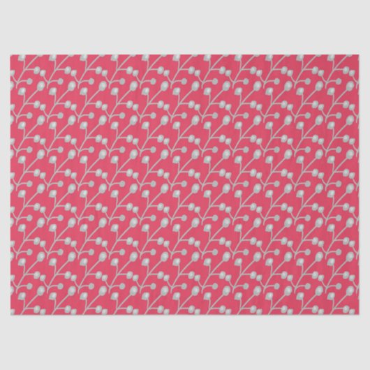 Patterned Silver-Grey Foliage on Bright Pink Red Seidenpapier (Vorderseite)
