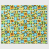 Patterned Tiles Birthday Add The Text Orange Green Geschenkpapier (Flach)