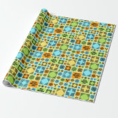 Patterned Tiles Birthday Add The Text Orange Green Geschenkpapier (Ungerollt)