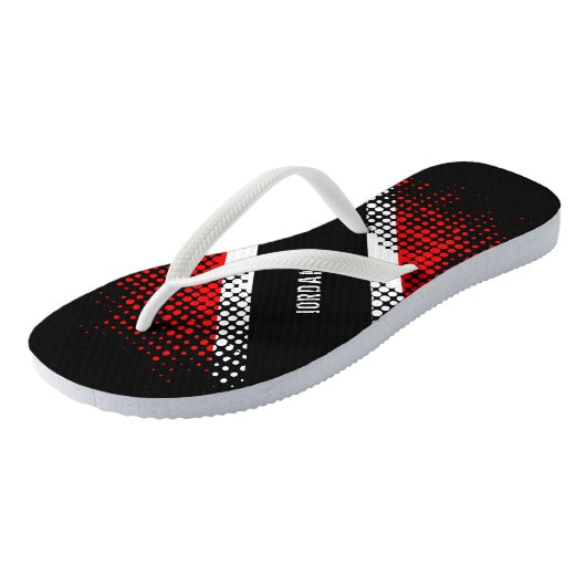 Patternflagge Trinidad und Tobago Dot (Ihr Name) Badesandalen (Schrägansicht)