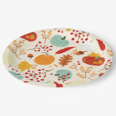 Patternpapier für Herbst-Pumpkins und Blätter Pappteller (Schrägansicht)