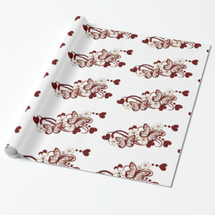 Patternpapier für Rotherz-Schmetterlinge Geschenkpapier