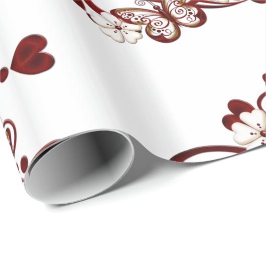Patternpapier für Rotherz-Schmetterlinge Geschenkpapier (Rolleneckpunkt)