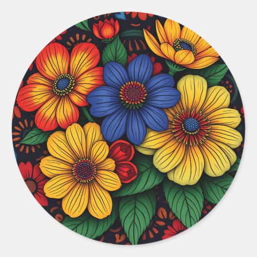 Patterns der afrikanischen Stammesflora Runder Aufkleber (Vorderseite)