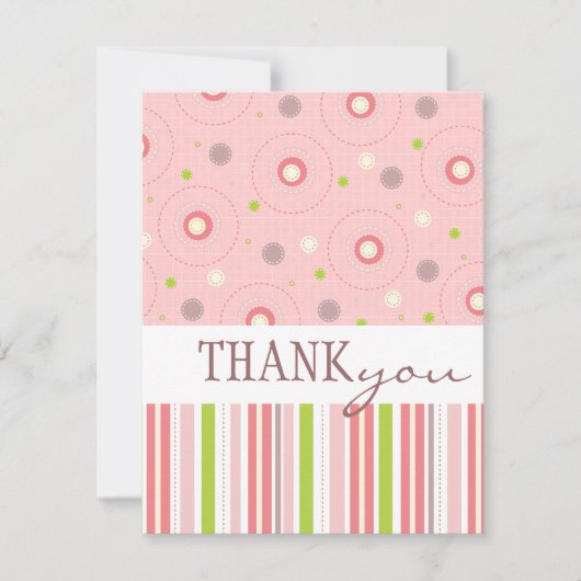 Patterns of Fun Twin Girl Baby Shower Vielen Dank Dankeskarte (Vorderseite)