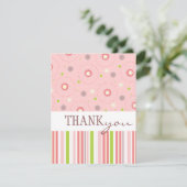 Patterns of Fun Twin Girl Baby Shower Vielen Dank Dankeskarte (Stehend Vorderseite)