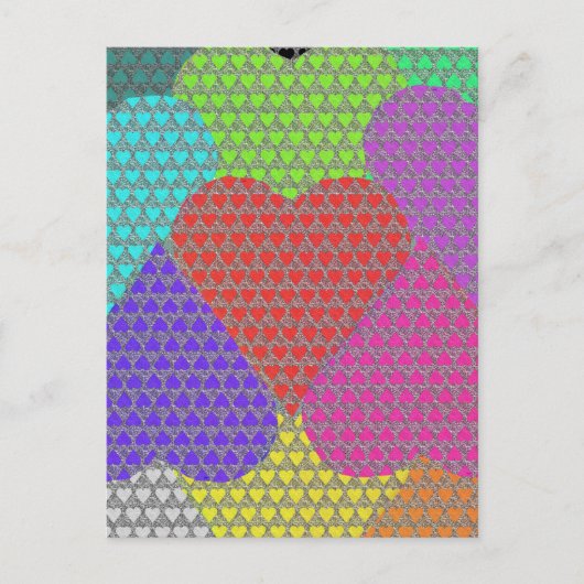 Patterns of Hearts in Multicolored Postcard Postkarte (Vorderseite)
