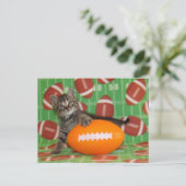 Patton Plays Football - Cat Postcard Postkarte (Stehend Vorderseite)
