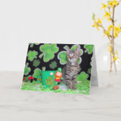 Patton the St. Patrick's Day Cat Grußkarte Karte (Gelbe Blume)