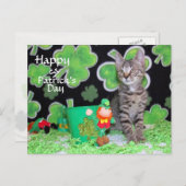 Patton's St. Patrick's Day Postcard - Katze / Kitt Postkarte (Vorne/Hinten)