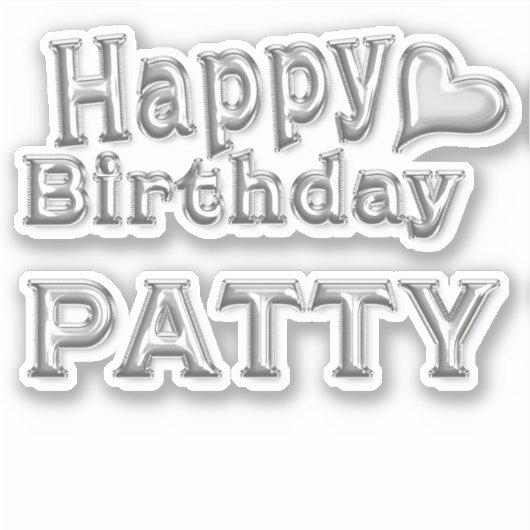 Patty Happy Birthday silver Aufkleber Sticker (Vorderseite)