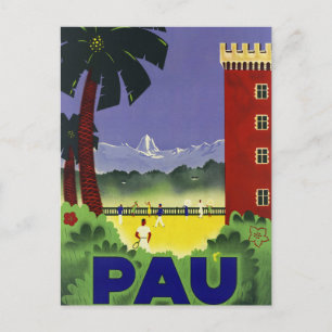 Pau France Vintage Poster 1935 Postkarte